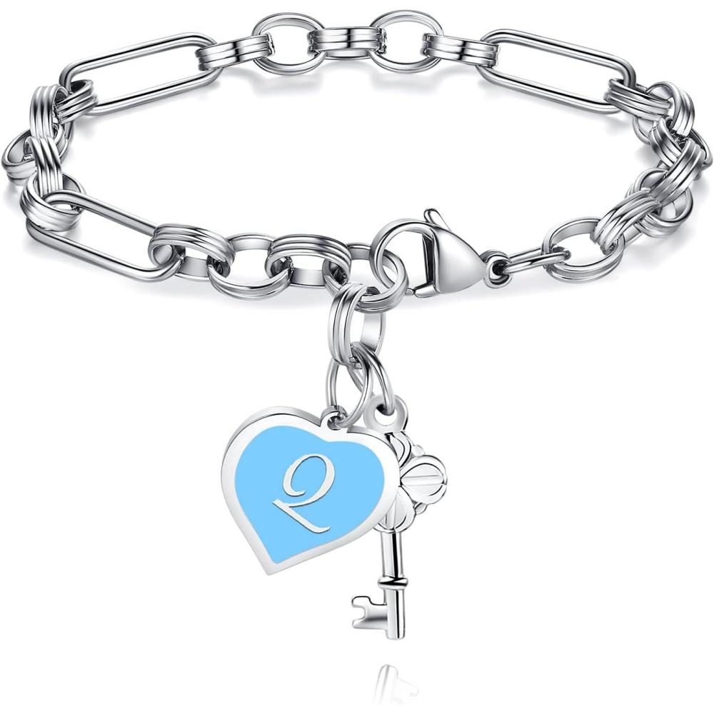 imageTONY ampamp SANDY Initial Charm Bracelets for Girls Women Stainless Steel AZ Bracelet Personalized Gifts Birthday Graduation Easter Christmas Stocking Stuffers for Teens Girls Women JewelryQ Enamel
