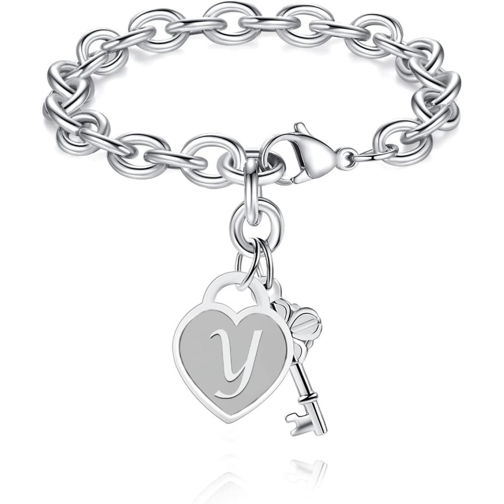 imageTONY ampamp SANDY Initial Charm Bracelets for Girls Women Stainless Steel AZ Bracelet Personalized Gifts Birthday Graduation Easter Christmas Stocking Stuffers for Teens Girls Women JewelryY