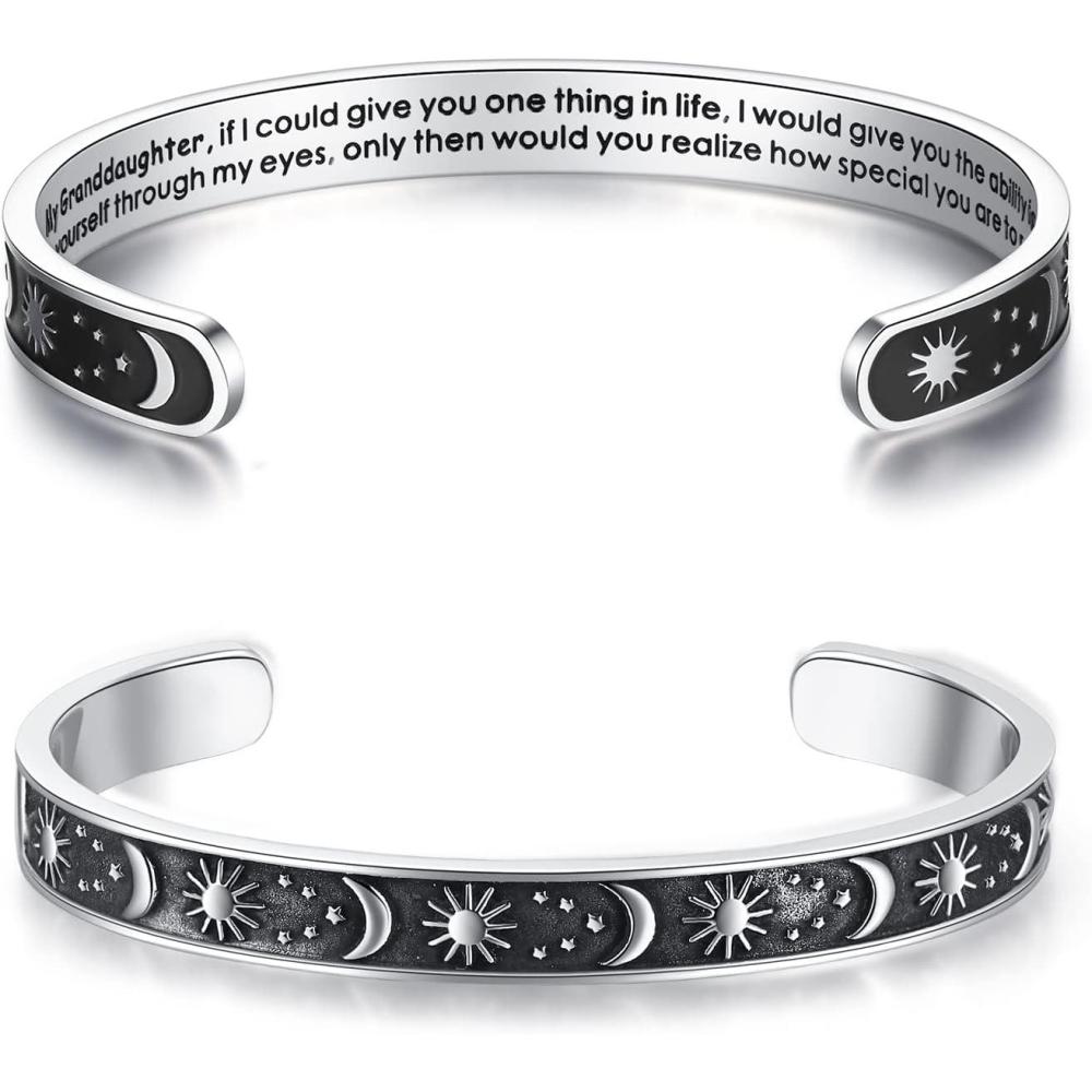 imageTONY ampamp SANDY Inspirational Bracelets for Women Teen Girls Personalized Gifts for Daughter Granddaughter Mom Sister Friends Stainless Steel Engraved Cuff Birthday Easter ChristmasA Granddaughter Gifts If I could give you one thing in lifehow special you are to me