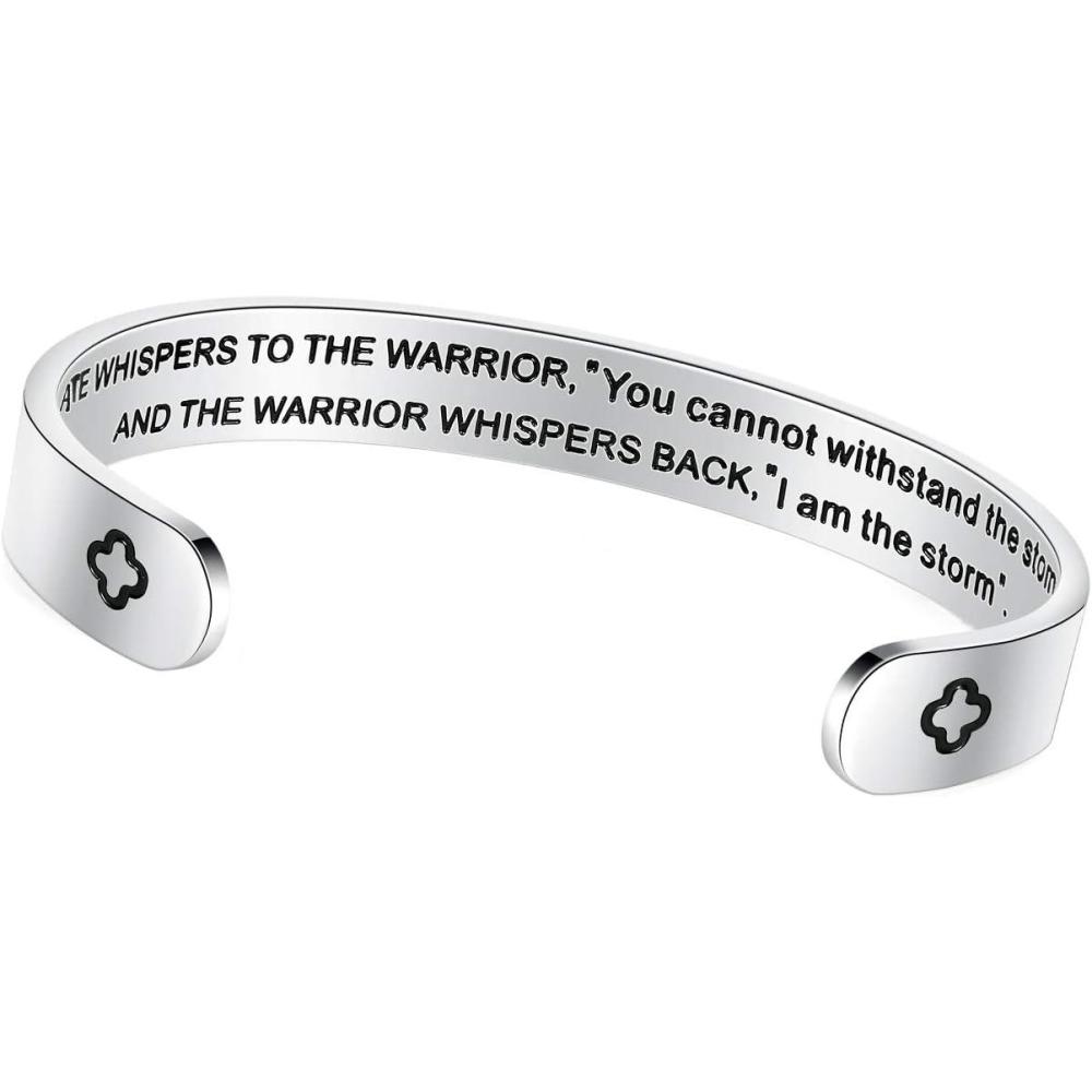 imageTONY ampamp SANDY Inspirational Bracelets for Women Teen Girls Personalized Gifts for Daughter Granddaughter Mom Sister Friends Stainless Steel Engraved Cuff Birthday Easter ChristmasFate whispers to the warrior you cannot withstand the storm