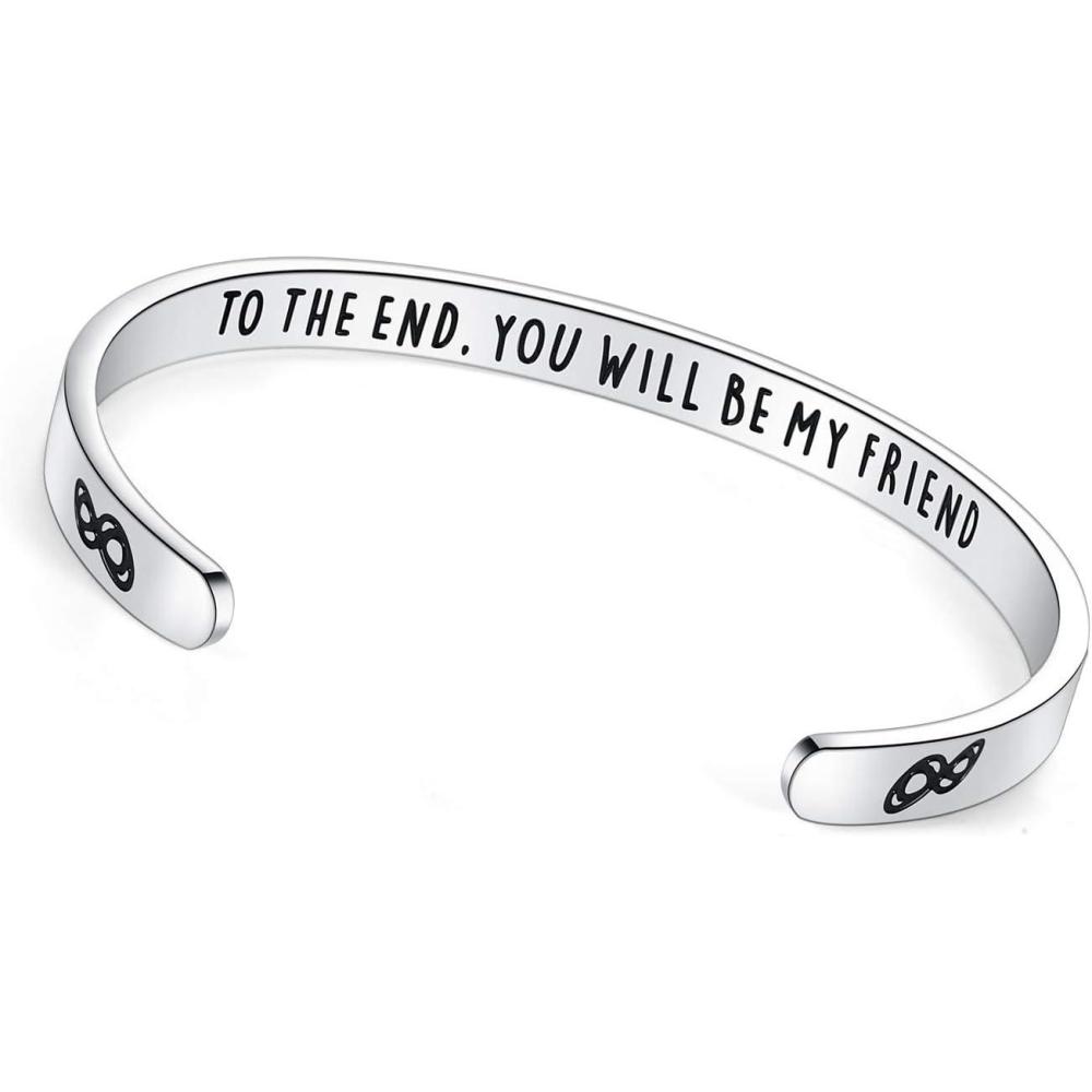 imageTONY ampamp SANDY Inspirational Bracelets for Women Teen Girls Personalized Gifts for Daughter Granddaughter Mom Sister Friends Stainless Steel Engraved Cuff Birthday Easter ChristmasA Friends Gifts To the end you will be my friend
