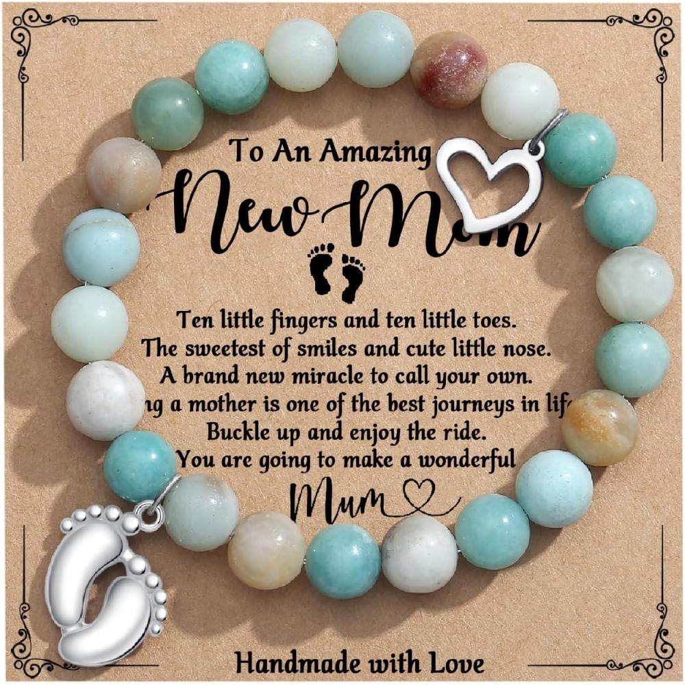 imageTONY ampamp SANDY New Mom Christmas Gifts Bead Bracelets for First Time Mom Gifts on Mothers Day Birthday Stocking StuffersA New Mom Amazonite