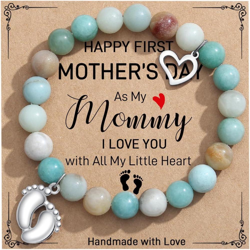imageTONY ampamp SANDY New Mom Christmas Gifts Bead Bracelets for First Time Mom Gifts on Mothers Day Birthday Stocking StuffersFirst Mothers Day Amazonite