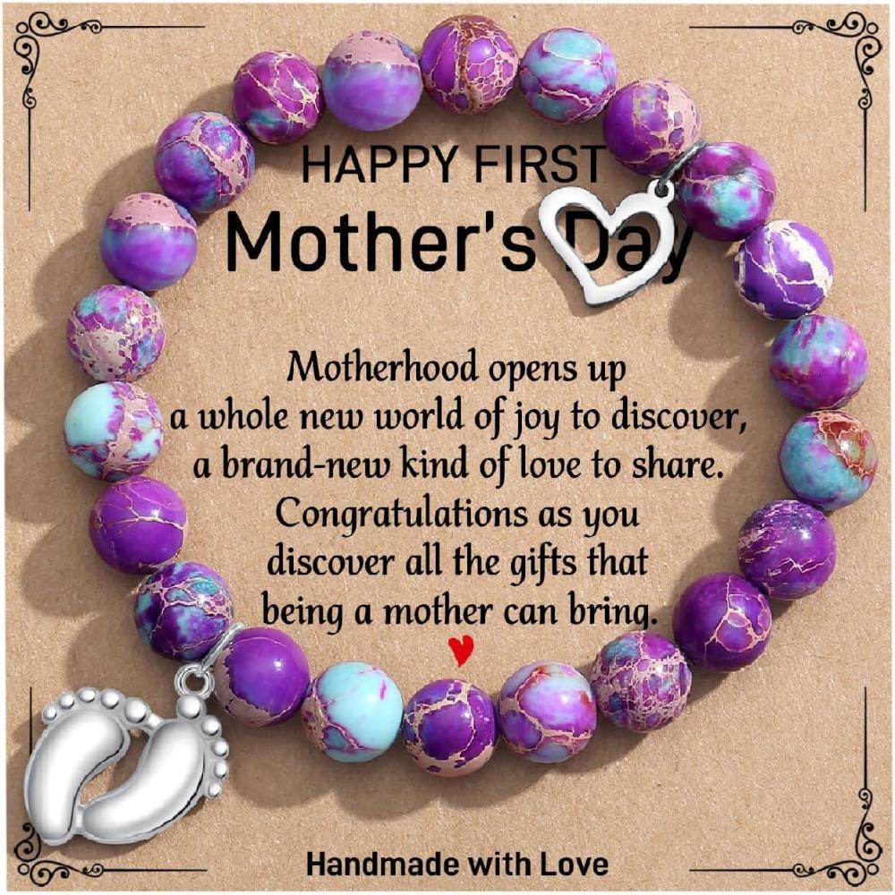 imageTONY ampamp SANDY New Mom Christmas Gifts Bead Bracelets for First Time Mom Gifts on Mothers Day Birthday Stocking StuffersImperial Jasper First Mothers Day