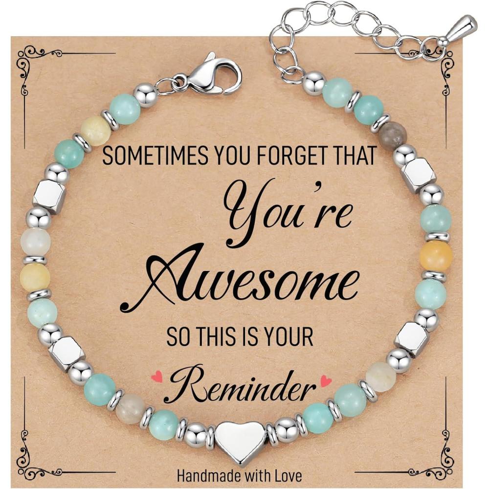 imageTONY ampamp SANDY Tiny Beaded Bracelets for Women Sometimes You Forget Youre Awesome Gift Unique Stocking Stuffers for Women Mom Daughter Wife Coworker Best Friend Bestie GranddaughterAmazonite