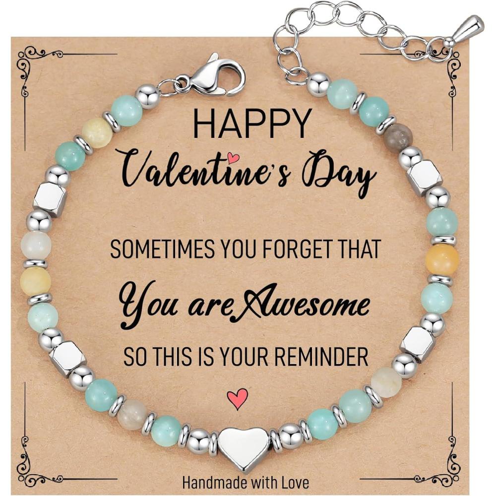 imageTONY ampamp SANDY Tiny Beaded Bracelets for Women Sometimes You Forget Youre Awesome Gift Unique Stocking Stuffers for Women Mom Daughter Wife Coworker Best Friend Bestie GranddaughterValentines Gift Amazonite