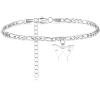 TONY & SANDY Ankle Bracelets for Women – Initial Butterfly Anklet for Women Stainless Steel Figaro Chain Summer Beach Waterproof Foot Jewelry Gifts, Gold/Silver(P – Silver)