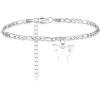 TONY & SANDY Ankle Bracelets for Women – Initial Butterfly Anklet for Women Stainless Steel Figaro Chain Summer Beach Waterproof Foot Jewelry Gifts, Gold/Silver(U – Silver)