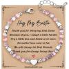 TONY & SANDY Bestie Gifts for Women, Stocking Stuffers for Women, Best Friend Friendship Gifts for Woman, Dainty Beaded Bracelets for Best Friend Bestie Soul Sister BFF(Pink Zebra Jasper)
