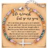 TONY & SANDY Christian Cross Bracelet for Women, Valentine’s Day Gifts for Her, Confirmation Baptism Easter Gifts, Unique Gift for Friends Daughter Mom Sister in Christ Birthday Christmas(Life is tough but so are you)