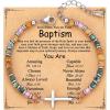 TONY & SANDY Christian Cross Bracelet for Women, Valentine’s Day Gifts for Her, Confirmation Baptism Easter Gifts, Unique Gift for Friends Daughter Mom Sister in Christ Birthday Christmas(Baptism)