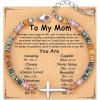 TONY & SANDY Christian Cross Bracelet for Women, Valentine’s Day Gifts for Her, Confirmation Baptism Easter Gifts, Unique Gift for Friends Daughter Mom Sister in Christ Birthday Christmas(Mom)