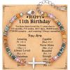 TONY & SANDY Christian Cross Bracelet for Women, Valentine’s Day Gifts for Her, Confirmation Baptism Easter Gifts, Unique Gift for Friends Daughter Mom Sister in Christ Birthday Christmas(Happy 11th)