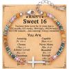 TONY & SANDY Christian Cross Bracelet for Women, Valentine’s Day Gifts for Her, Confirmation Baptism Easter Gifts, Unique Gift for Friends Daughter Mom Sister in Christ Birthday Christmas(Happy 16th)