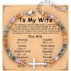 TONY & SANDY Christian Cross Bracelet for Women, Valentine’s Day Gifts for Her, Confirmation Baptism Easter Gifts, Unique Gift for Friends Daughter Mom Sister in Christ Birthday Christmas(Wife)
