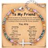 TONY & SANDY Christian Cross Bracelet for Women, Valentine’s Day Gifts for Her, Confirmation Baptism Easter Gifts, Unique Gift for Friends Daughter Mom Sister in Christ Birthday Christmas(Friend)