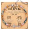 TONY & SANDY Christian Cross Bracelet for Women, Valentine’s Day Gifts for Her, Confirmation Baptism Easter Gifts, Unique Gift for Friends Daughter Mom Sister in Christ Birthday Christmas(Happy 13th)