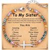 TONY & SANDY Christian Cross Bracelet for Women, Valentine’s Day Gifts for Her, Confirmation Baptism Easter Gifts, Unique Gift for Friends Daughter Mom Sister in Christ Birthday Christmas(Sister)