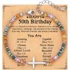 TONY & SANDY Christian Cross Bracelet for Women, Valentine’s Day Gifts for Her, Confirmation Baptism Easter Gifts, Unique Gift for Friends Daughter Mom Sister in Christ Birthday Christmas(Happy 50th)
