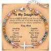TONY & SANDY Christian Cross Bracelet for Women, Valentine’s Day Gifts for Her, Confirmation Baptism Easter Gifts, Unique Gift for Friends Daughter Mom Sister in Christ Birthday Christmas(Daughter)