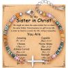 TONY & SANDY Christian Cross Bracelet for Women, Valentine’s Day Gifts for Her, Confirmation Baptism Easter Gifts, Unique Gift for Friends Daughter Mom Sister in Christ Birthday Christmas(Sister in Christ)