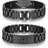 TONY & SANDY Christian Gifts for Men, Stocking Stuffers for Men Teens Adults, American Flag Cross Bracelet, Stainless Steel Bible Verse Jewelry Birthday Baptism Christmas Easter Gifts(Baptism)