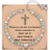 TONY & SANDY Christian Gifts for Women, Religious Cross Bracelet Jewelry, Easter Basket Stuffers for Teens Kids Adults, Faith Confirmation Baptism Christmas Birthday Gifts for Women(Pray on it)