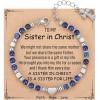 TONY & SANDY Christian Gifts for Women, Religious Cross Bracelet Jewelry, Easter Basket Stuffers for Teens Kids Adults, Faith Confirmation Baptism Christmas Birthday Gifts for Women(Sister in Christ – Lapis Lazuli)