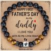 TONY & SANDY Christmas Stocking Stuffers for New Dad, First Time Dad Gifts, Daddy to be Bracelet, New Daddy Gifts for Men on Father’s Birthday Valentines(First Fathers Day As My Daddy – B)
