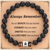TONY & SANDY Christmas Stocking Stuffers for Teens Kids 2025, Initial Bracelet for Boys Men, Personalized A-Z Letter Natural Stone Black Beads Bracelet Jewelry Valentines Day Gifts for Him(0 – A)