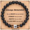 TONY & SANDY Christmas Stocking Stuffers for Teens Kids 2025, Initial Bracelet for Boys Men, Personalized A-Z Letter Natural Stone Black Beads Bracelet Jewelry Valentines Day Gifts for Him(U)