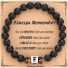 TONY & SANDY Christmas Stocking Stuffers for Teens Kids 2025, Initial Bracelet for Boys Men, Personalized A-Z Letter Natural Stone Black Beads Bracelet Jewelry Valentines Day Gifts for Him(F)