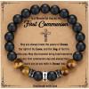 TONY & SANDY Cross Bracelet Christmas Stocking Stuffers Men Boys Christian Gifts for Teen Boys Son Grandson on Birthday Graduation Easter(First communion ( 7 Inches))