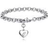 TONY & SANDY Initial Charm Bracelets for Girls Women Stainless Steel A-Z Bracelet Personalized Gifts Birthday Graduation Easter Christmas Stocking Stuffers for Teens Girls Women Jewelry(O – Heart)