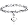 TONY & SANDY Initial Charm Bracelets for Girls Women Stainless Steel A-Z Bracelet Personalized Gifts Birthday Graduation Easter Christmas Stocking Stuffers for Teens Girls Women Jewelry(X – Heart)