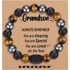 TONY & SANDY Natural Stone Bracelets for Men, Boys, Son, Grandson, Nephew, Boyfriend, Dad, Step Dad – Birthday Christmas Easter Gifts for Teens Boys Him Men Adults(To My Grandson)