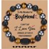 TONY & SANDY Natural Stone Bracelets for Men, Boys, Son, Grandson, Nephew, Boyfriend, Dad, Step Dad – Birthday Christmas Easter Gifts for Teens Boys Him Men Adults(To My Boyfriend)