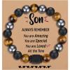TONY & SANDY Natural Stone Bracelets for Men, Boys, Son, Grandson, Nephew, Boyfriend, Dad, Step Dad – Birthday Christmas Easter Gifts for Teens Boys Him Men Adults(To My Son)