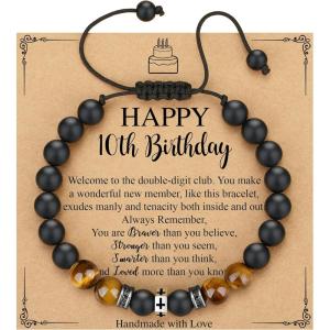 TONY & SANDY 10-21st Birthday Gifts for Boy, Faith Adjustable Cross Bracelet, 10 13 16 18 21 Year Old Birthday Gifts for Him Men Son Grandson Nephew(10th Birthday)