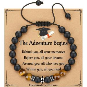 TONY & SANDY 2026 Graduation Gifts for Him, High School College Graduation Gifts for Men Cross Bracelet Son Grandson Nephew, With Grad Cap Box and Meaningful Cards(Adventure Begins)