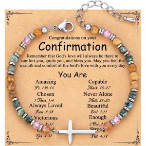 TONY & SANDY Christian Cross Bracelet for Women, Valentine’s Day Gifts for Her, Confirmation Baptism Easter Gifts, Unique Gift for Friends Daughter Mom Sister in Christ Birthday Christmas(Confirmation)