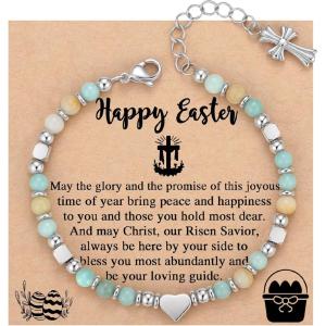 TONY & SANDY Christian Gifts for Women, Religious Cross Bracelet Jewelry, Easter Basket Stuffers for Teens Kids Adults, Faith Confirmation Baptism Christmas Birthday Gifts for Women(Easter)
