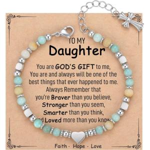 TONY & SANDY Christian Gifts for Women, Religious Cross Bracelet Jewelry, Easter Basket Stuffers for Teens Kids Adults, Faith Confirmation Baptism Christmas Birthday Gifts for Women(Daughter)