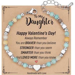 TONY & SANDY Christmas Stocking Stuffers for Kids Teen Girls, Dainty Gemstone Bracelet for Daughter Granddaughter Niece Sister Friend on Birthday Graduation Valentines Easter Gifts(To My Daughter – Valentine’s Gift)