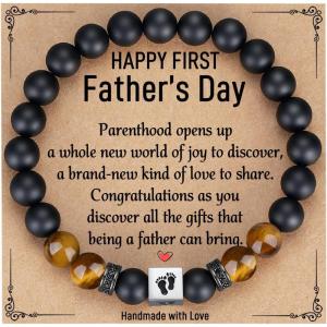 TONY & SANDY Christmas Stocking Stuffers for New Dad, First Time Dad Gifts, Daddy to be Bracelet, New Daddy Gifts for Men on Father’s Birthday Valentines(First Fathers Day – B)