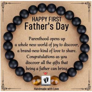 TONY & SANDY Christmas Stocking Stuffers for New Dad, First Time Dad Gifts, Daddy to be Bracelet, New Daddy Gifts for Men on Father’s Birthday Valentines(First Fathers Day – A)