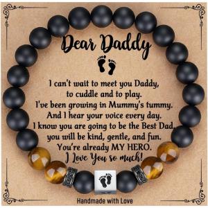 TONY & SANDY Christmas Stocking Stuffers for New Dad, First Time Dad Gifts, Daddy to be Bracelet, New Daddy Gifts for Men on Father’s Birthday Valentines(Dad to be -B)