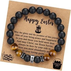 TONY & SANDY Cross Bracelet Christmas Stocking Stuffers Men Boys Christian Gifts for Teen Boys Son Grandson on Birthday Graduation Easter(Easter Gifts ( 7.5 Inches ))