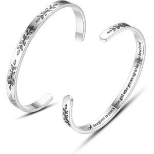 TONY & SANDY Cuff Bracelets for Women Teen Girls Best Friend Sister Mom Daughter Granddaughter Easter Birthday Mother’s Day Christmas Stocking Stuffers for Teen Girls Women Jewelry(1 – Daughter Gifts – A daughter is just a little girl who grows up to be your best friend)