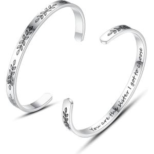 TONY & SANDY Cuff Bracelets for Women Teen Girls Best Friend Sister Mom Daughter Granddaughter Easter Birthday Mother’s Day Christmas Stocking Stuffers for Teen Girls Women Jewelry(1 – Sister Gifts – You are the sister I got to choose)